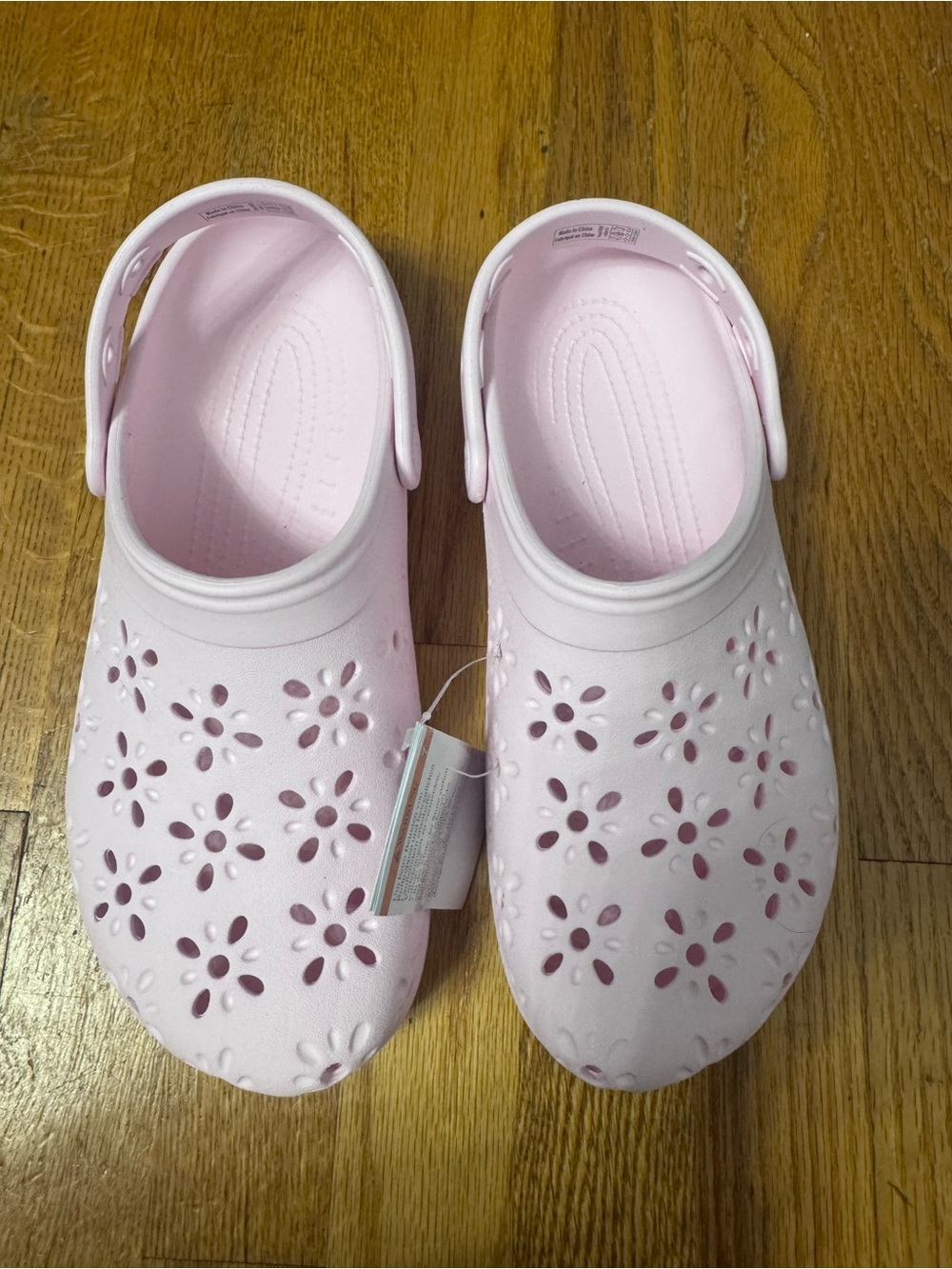 Crocs Pink Floral Cutout Clog Sandals - NWT